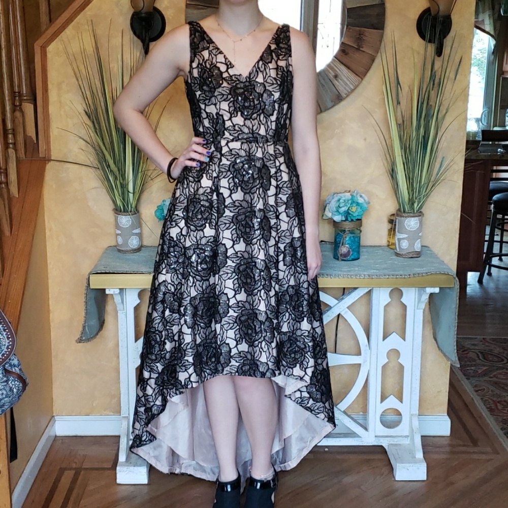 Calvin Klein Black sequin nude Prom Wedding